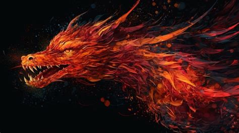 Premium AI Image | A fire dragon with a black background