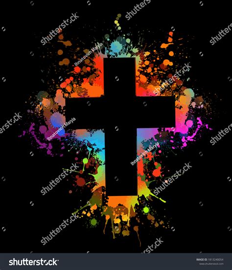 Multicolored Cross Cross Made Rainbow Blots Stock Vector (Royalty Free ...