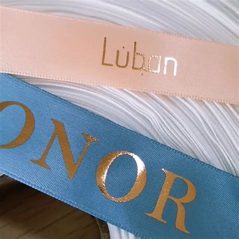 Custom Gold Foil Printed Gift Polyester Satin Ribbon With Logo - Buy ...