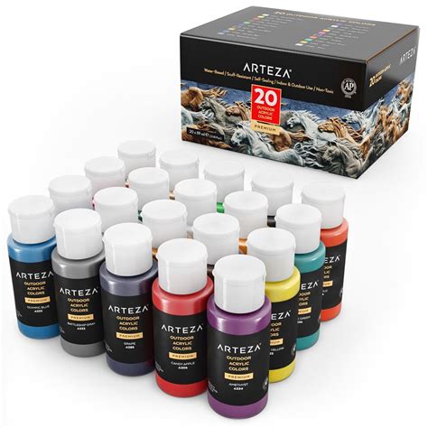 Arteza Outdoor Acrylic Paint, 59ml Bottles, Water-based, Assorted ...