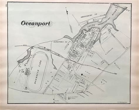 Oceanport Map, Original 1878 New Jersey Coast Atlas, Monmouth Park - Etsy