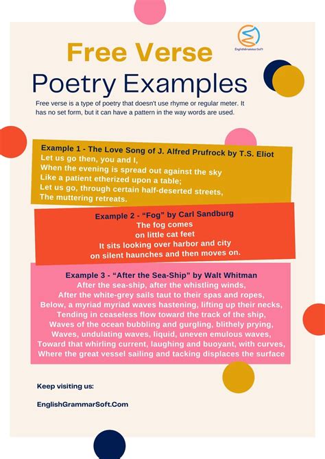 Free Verse Poetry Examples - EnglishGrammarSoft