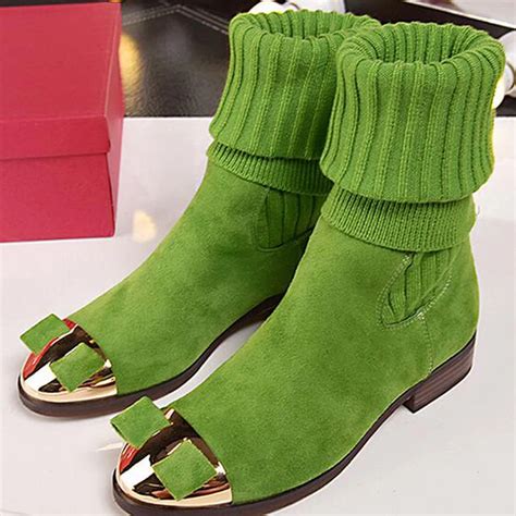 Beauty Bowtie Winter Women Knee High Boots Flats Dress Shoes Woman New ...