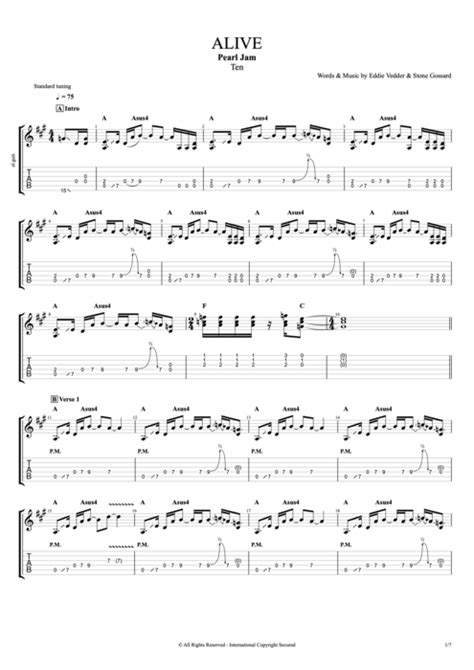 Alive by Pearl Jam - Full Score Guitar Pro Tab | mySongBook.com