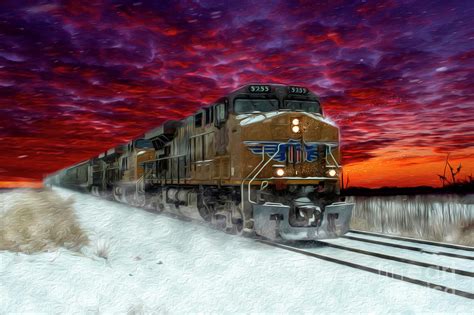 Midnight Train Painting Digital Art by Sandra J's - Fine Art America