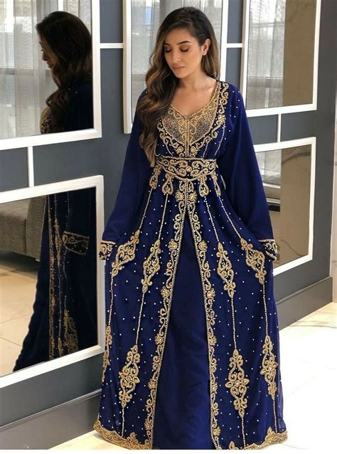 Royal Moroccan Dubai Kaftan Arabic Abaya Maxi Hand Beaded Caftan Farasha Floor Length Party ...