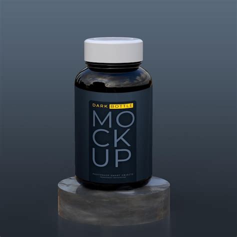 Premium PSD | Dark supplement or pill bottle label mockup