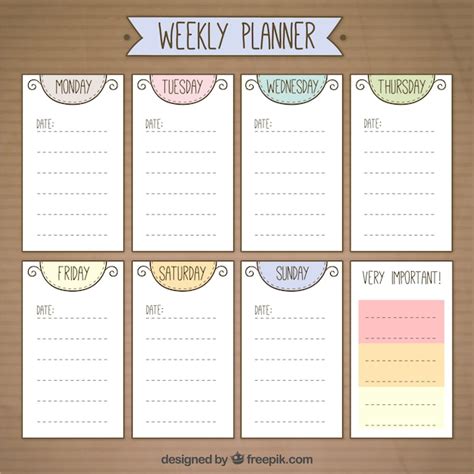 Free Vector | Cute weekly planner