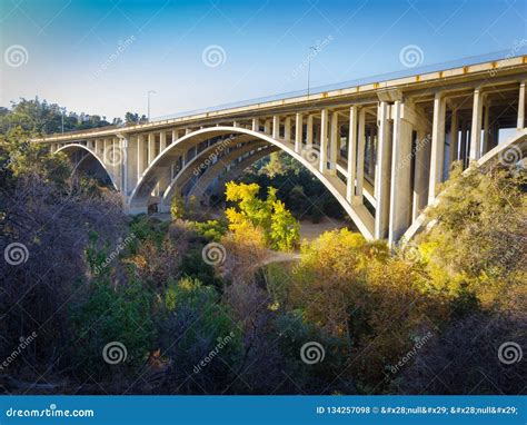 Open-Spandrel Arch - Concrete - CA 134 - Pasadena, CA Stock Photo - Image of bridge, pasadena ...