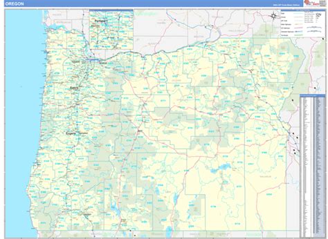 Oregon Zip Code Wall Map Basic Style by MarketMAPS - MapSales