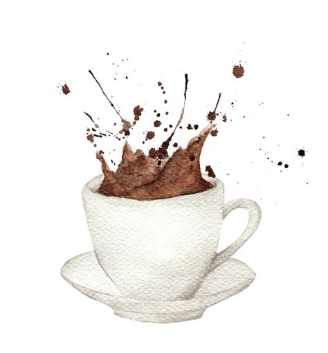 Premium Vector | Watercolor coffee splash from cup illustration