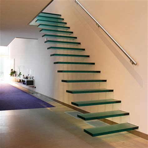 Floating Glass Steps Stairs with Laminated Glass Tread and Pre-Embeded ...