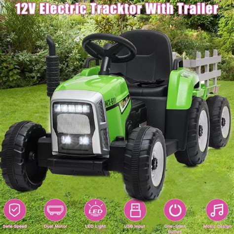 12V ELECTRIC KIDS Ride On Tractor Battery Powered Toy w/ Trailer Christmas Gift $159.99 - PicClick