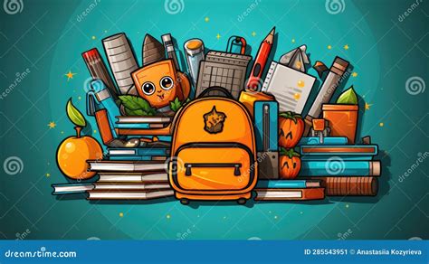 Back To School Background with School Supplies. Vector Illustration in ...