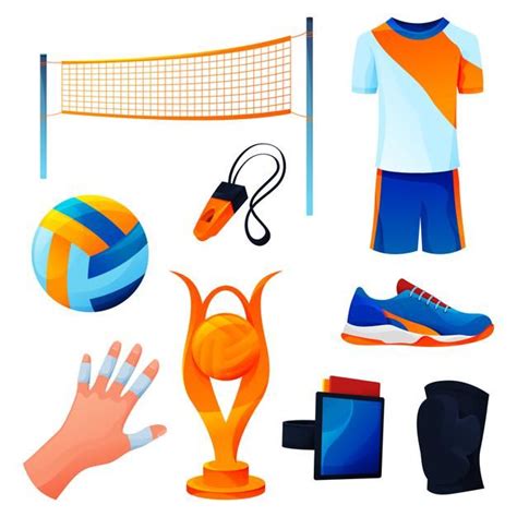 Premium Vector | Volleyball equipment or sport game accessories set | Volleyball equipment ...