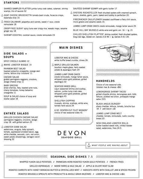 Devon Seafood Grill Philadelphia, PA Menu (Updated: July 2024)