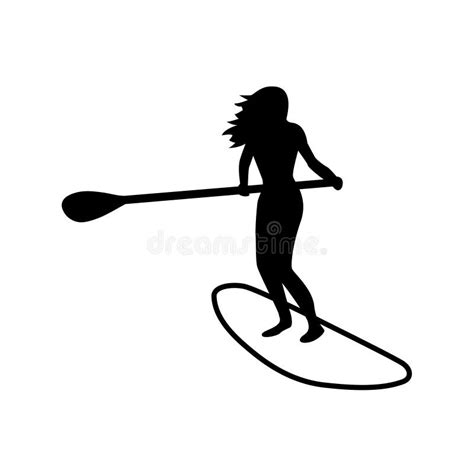 Logotipo De Stand Up Paddle. Chica De Pie En Sup Y Sosteniendo Un ...