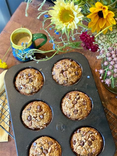 Wholesome Chunky Monkey Muffins {Gluten Free} - Lemony Thyme