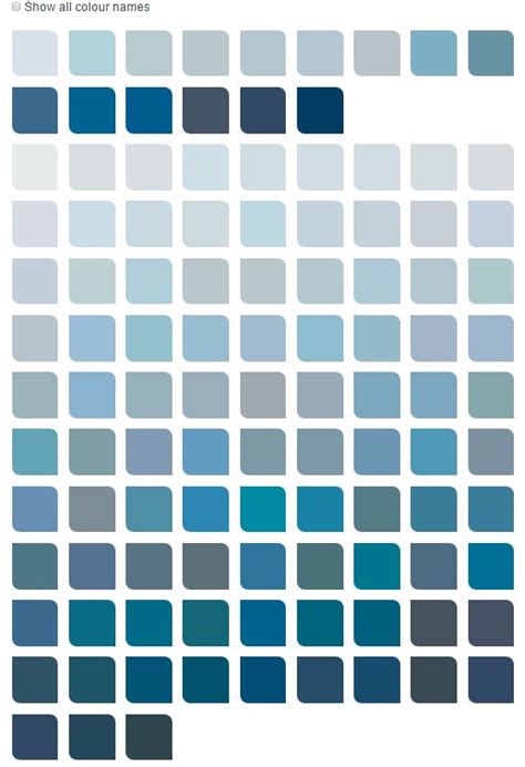 Dulux Muted Blues Color Chart | Blue paint color palettes, Blue paint ...