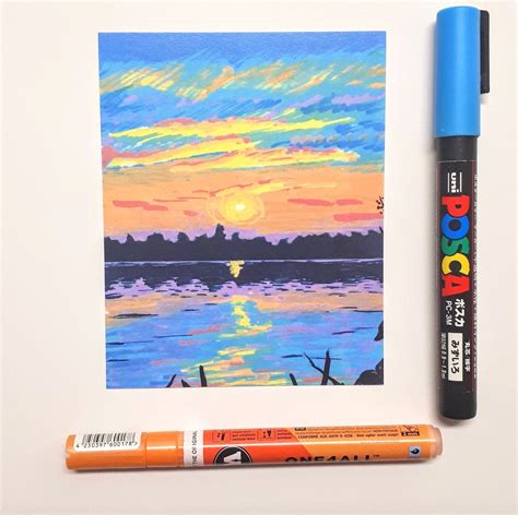 Colourful Sunset Posca Art Print | Etsy