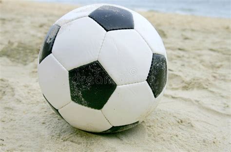 Soccer ball on beach stock image. Image of seaside, team - 8336361