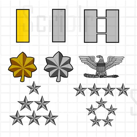 Army/air Force/marines Officer Rank Vectors SVG Cut Files - Etsy