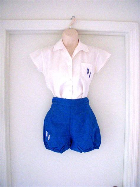 Vintage 40s 50s Gym Uniform with Blue Bloomers by OmAgainVintage ...