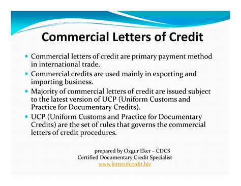 Presentation – Types of Letters of Credit | Letterofcredit.biz | LC | L/C