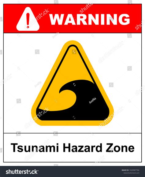 Tsunami Hazard Sign Stock Illustration 1020987766