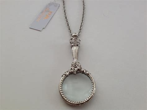 1928 Jewelry Silver Magnifying Glass Necklace: Amazon.co.uk: Jewellery