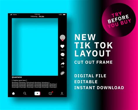 Tik Tok frame template Tik tok Frame Instant download Tik | Etsy