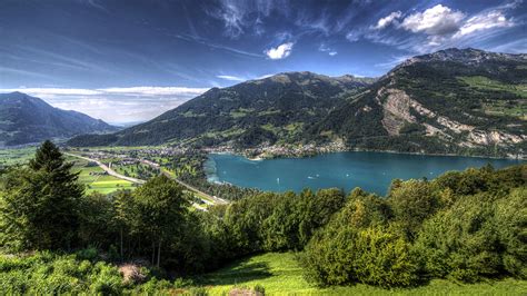 壁紙、1920x1080、スイス、山、湖、風景写真、Lake Walensee、木、自然、ダウンロード、写真