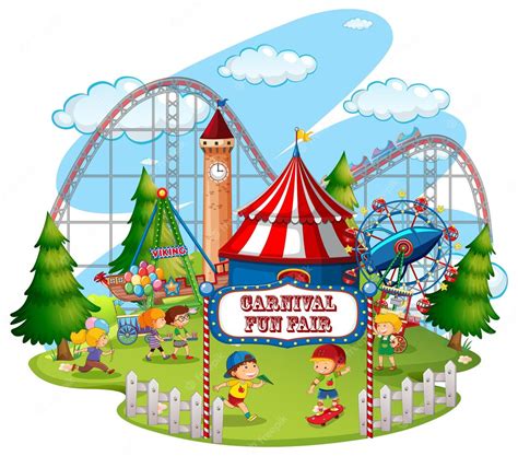 Free Vector | Fun fair theme park on isolated background