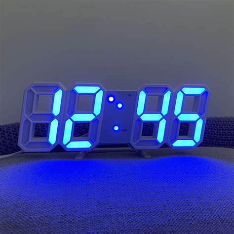 3D LED Digital Clock Wall Deco Glowing Night Mode Adjastable Electronic ...