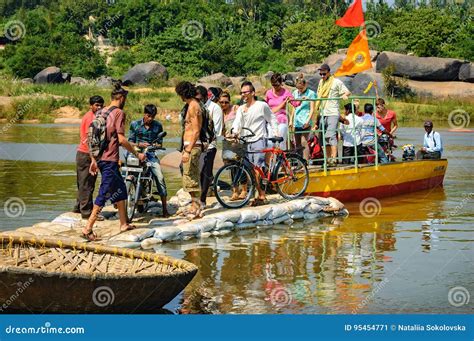 Crossing the Hampi`s River, India Editorial Photo - Image of river, ruin: 95454771