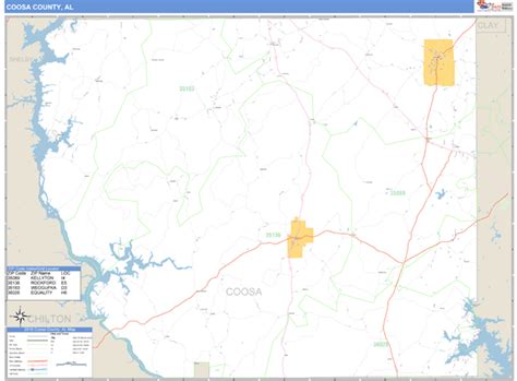 Coosa County, Alabama Zip Code Wall Map | Maps.com.com