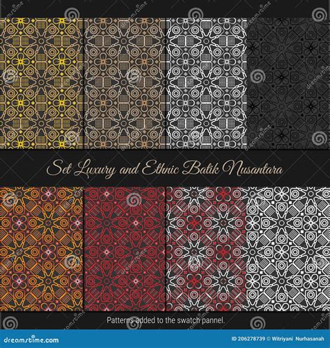 Set Luxury and Ethnic Batik Nusantara. Indonesian Batik Pattern Stock Vector - Illustration of ...