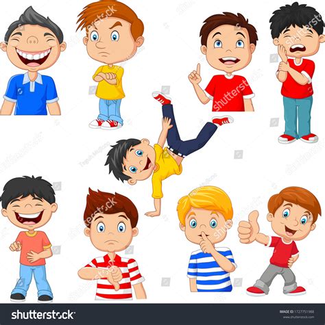 Cartoon Children Various Expressions Gesture Stock Vector (Royalty Free ...