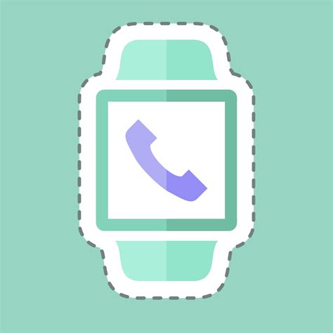 Call App Sticker in trendy line cut isolated on blue background 4918985 ...