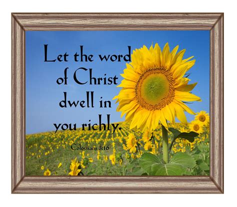 Bible Verse Wall Art Sunflower Bible Art Print Colossians 3:16 - Etsy