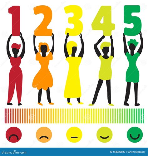 Feedback Illustration with People Holding Rating Scale Numbers Stock Vector - Illustration of ...