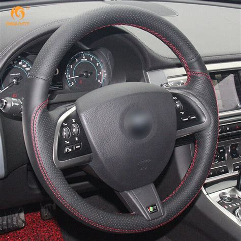 Black Leather Steering Wheel Cover for Jaguar XF S Sportbrake 2014 2015 ...