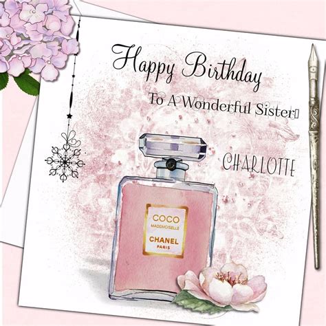 Personalised Watercolour Coco Chanel Birthday Card Female Mum SIster ...