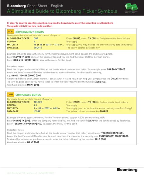 Title A Simplified Guide to Bloomberg Ticker Symbols