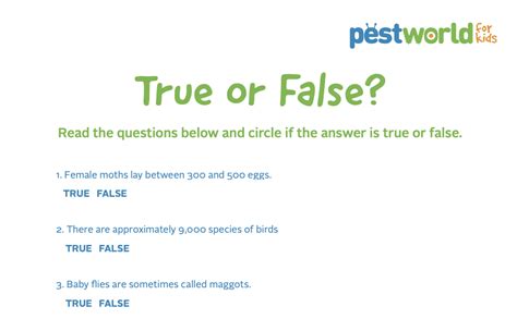 True or False Quiz - PestWorld for Kids