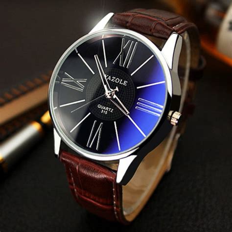 Elegant Leather Band Men's Watches