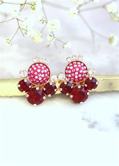 Red Stud Earrings Ruby Red Earrings Bridesmaids Earrings | Etsy in 2020 | Red earrings stud ...