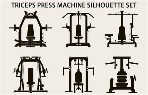 Set Of Gym Equipment Silhouette vector, Fitness element machine illustration Bundle 29881171 ...