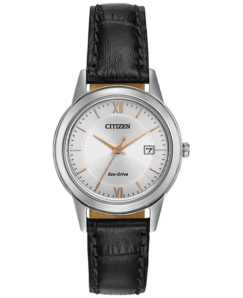 Citizen Women's Eco-drive Black Leather Strap Watch 29mm Fe1086-04a in Gray | Lyst