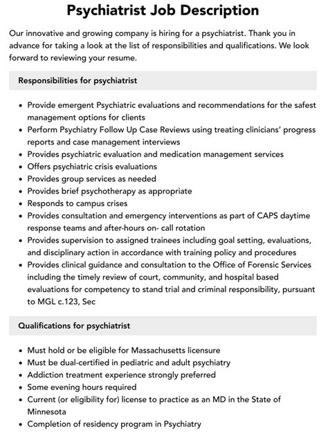 Psychiatrist Job Description | Velvet Jobs